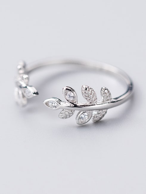 Inel reglabil din argint Leaf - Vagance Jewelry