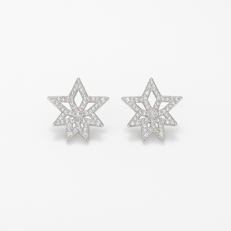 Cercei din argint Stellar Snowflake Studs