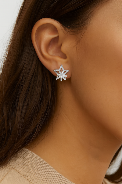 Cercei din argint Stellar Snowflake Studs