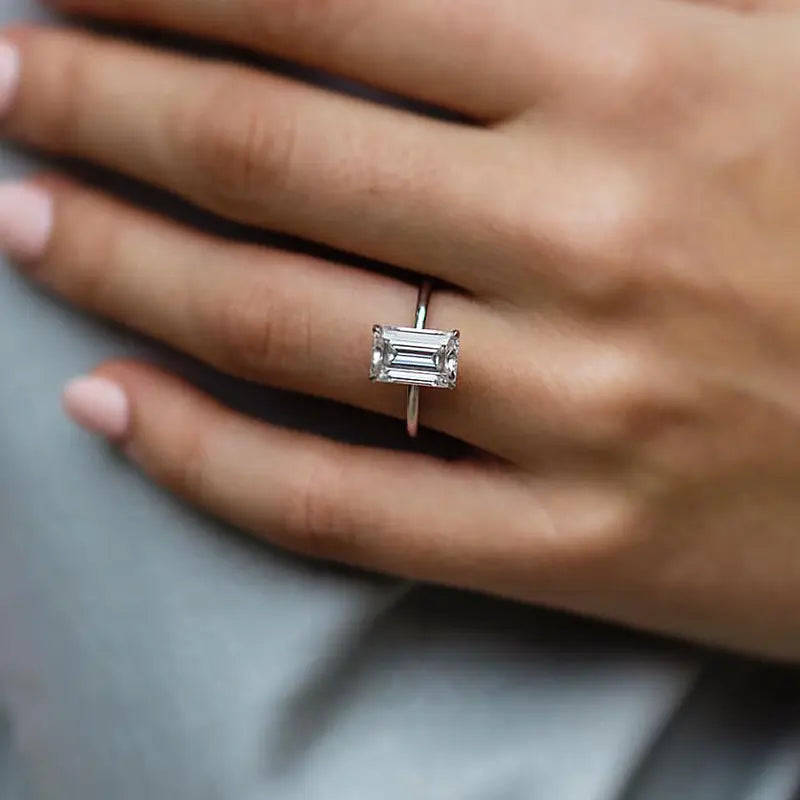 Inel reglabil din argint cu diamant Moissanite 1ct Celeste