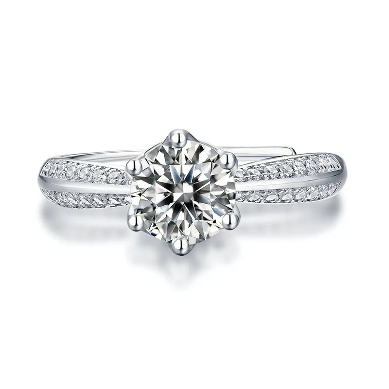 Inel reglabil din argint cu diamant Moissanite Vivienne