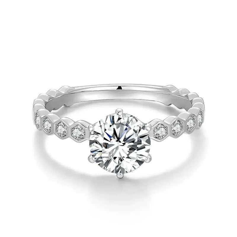 Inel reglabil din argint cu diamant Moissanite - Seraphina