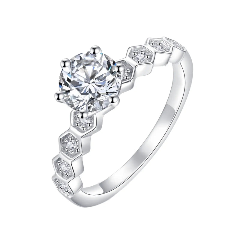 Inel reglabil din argint cu diamant Moissanite - Seraphina