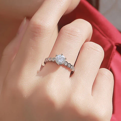 Inel reglabil din argint cu diamant Moissanite - Seraphina