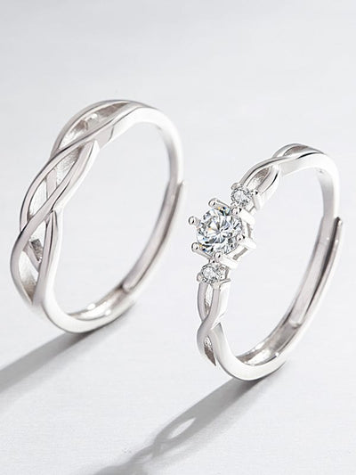 Set 2 inele reglabile din argint pentru cuplu Infinite Love