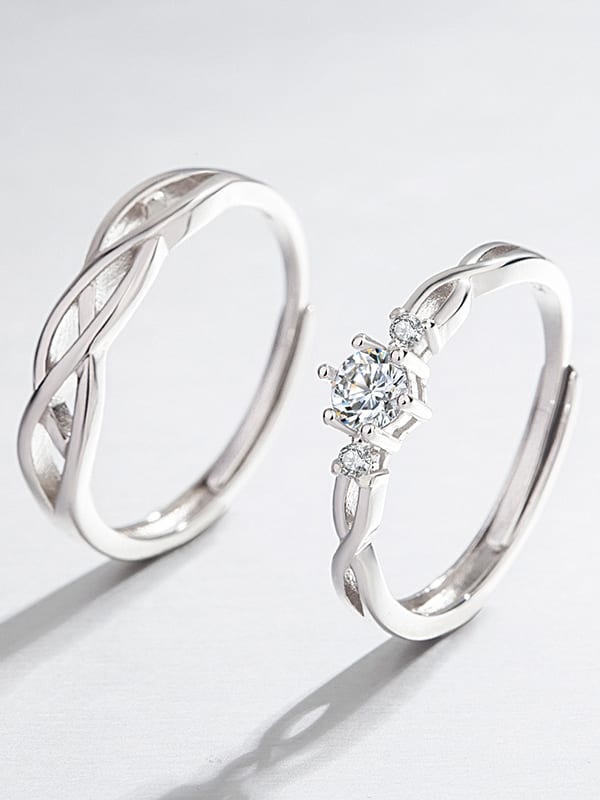Set 2 inele reglabile din argint pentru cuplu Infinite Love