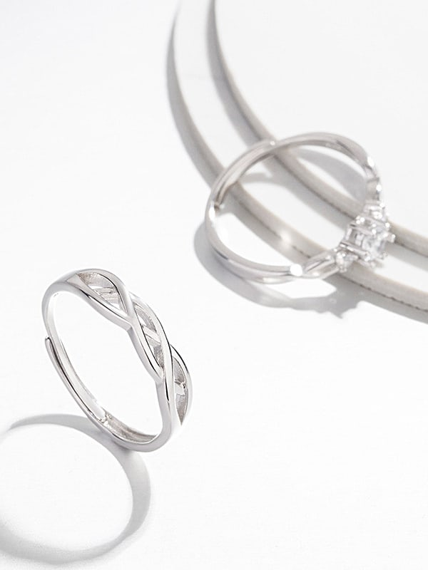 Set 2 inele reglabile din argint pentru cuplu Infinite Love
