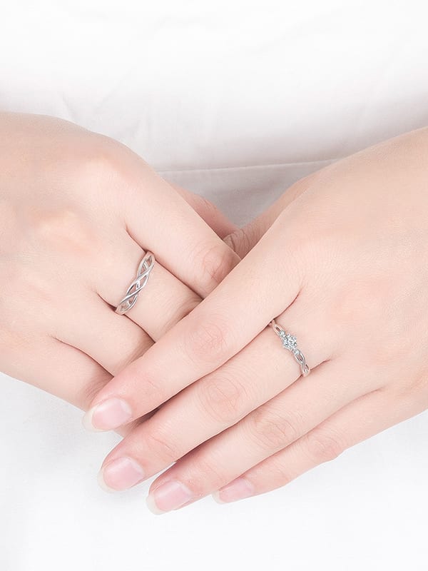 Set 2 inele reglabile din argint pentru cuplu Infinite Love