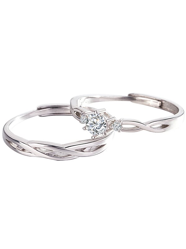 Set 2 inele reglabile din argint pentru cuplu Infinite Love