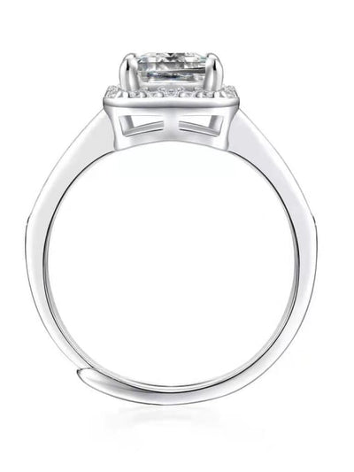 Inel reglabil din argint cu diamant Moissanite 1ct Pure Brilliance
