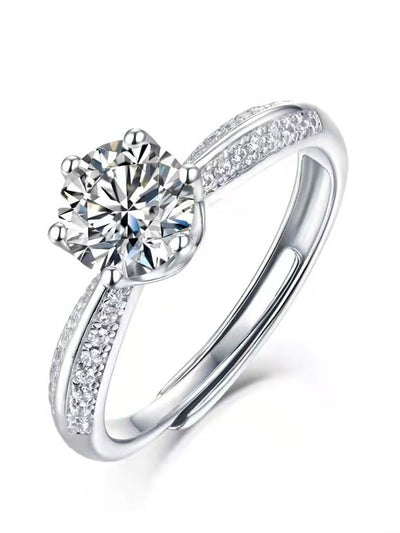 Inel reglabil din argint cu diamant Moissanite Vivienne