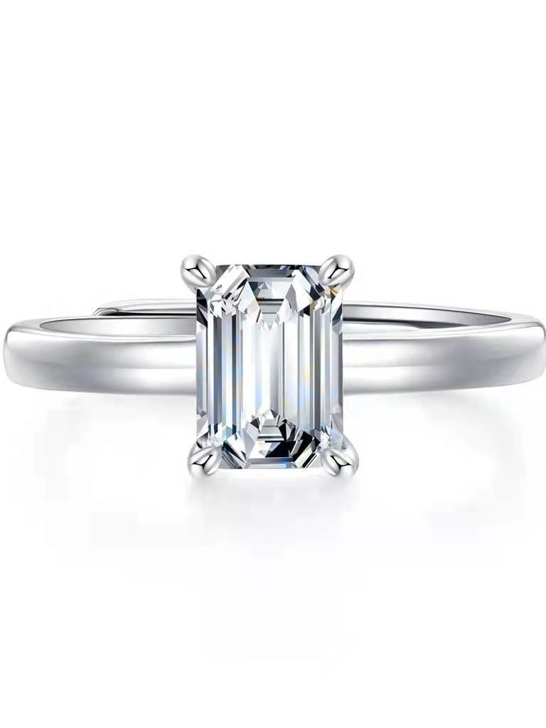 Inel reglabil din argint cu diamant Moissanite 1ct Celeste