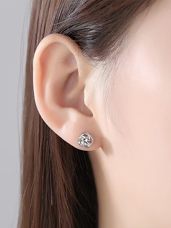 Cercei din argint diamant Moissanite 0.4 ct Olivya