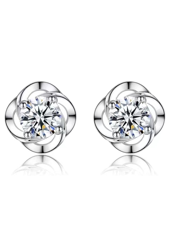 Cercei din argint diamant Moissanite 0.4 ct Olivya