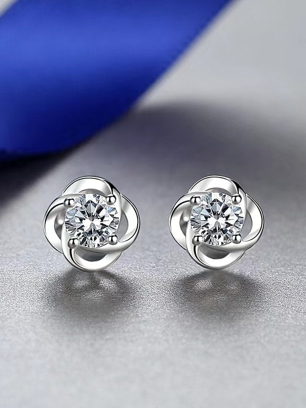 Cercei din argint diamant Moissanite 0.4 ct Olivya