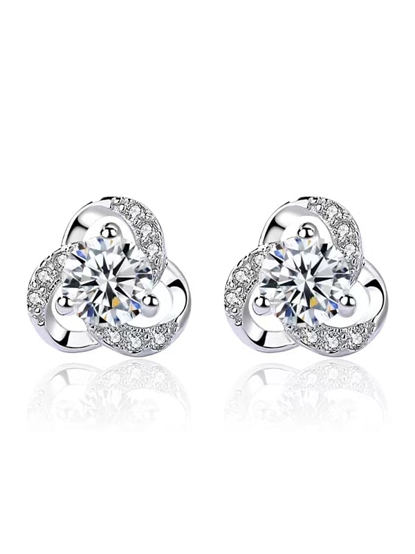 Cercei din argint diamant Moissanite 0,5 ct Trinity