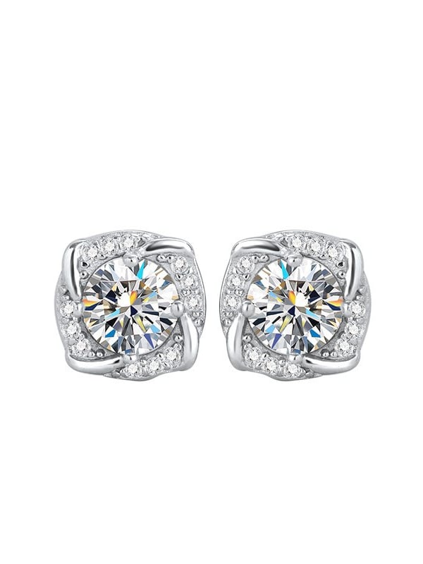 Cercei din argint diamant Moissanite 0,5 ct Radiant Twist