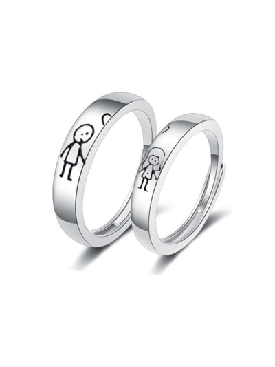 Set 2 inele reglabile din argint pentru cuplu Playful Love