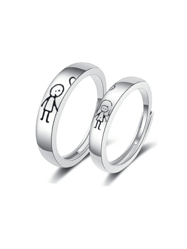 Set 2 inele reglabile din argint pentru cuplu Playful Love