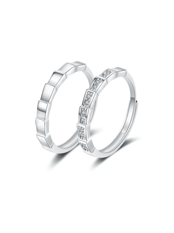 Set 2 inele reglabile din argint pentru cuplu Harmonic Duo