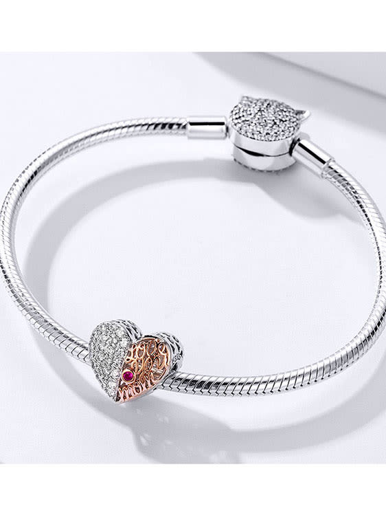 Charm din argint Two Colour Heart - Vagance Jewelry