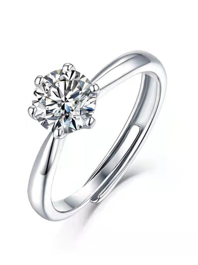 Inel reglabil din argint cu diamant Moissanite Aura - Vagance România