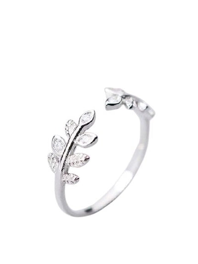 Inel reglabil din argint Leaf - Vagance Jewelry