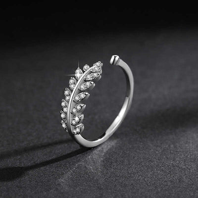 Inel reglabil din argint One Leaf - Vagance Jewelry