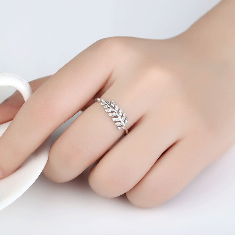 Inel reglabil din argint One Leaf - Vagance Jewelry