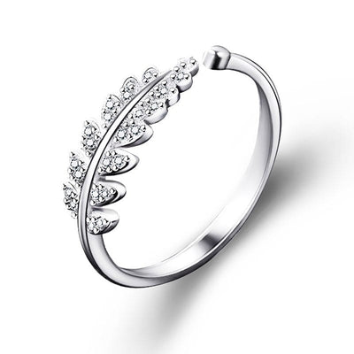 Inel reglabil din argint One Leaf - Vagance Jewelry