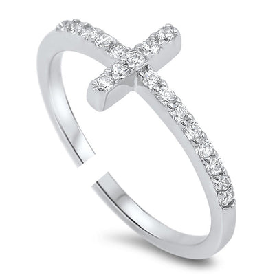Inel reglabil din argint Shiny Little Cross - Vagance Jewelry