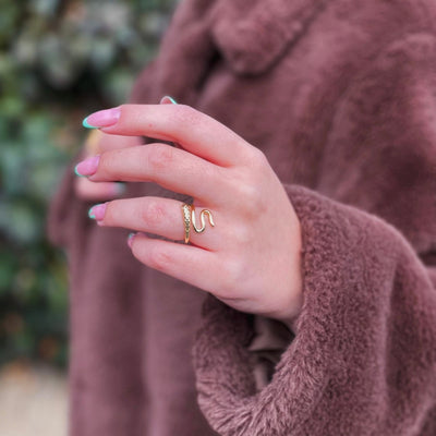 Inel reglabil Gold Snake - Vagance Jewelry
