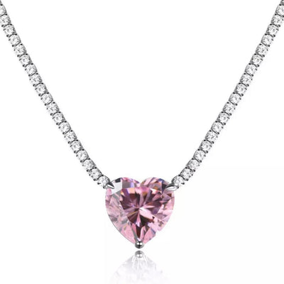 Lănțișor din argint cu diamant sintetic Heart Luxury - Vagance România