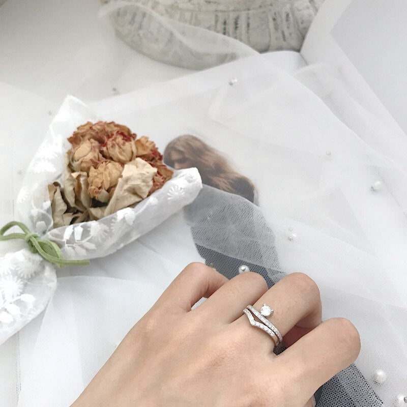 Set inele reglabile din argint Heaven+Angel - Vagance Jewelry