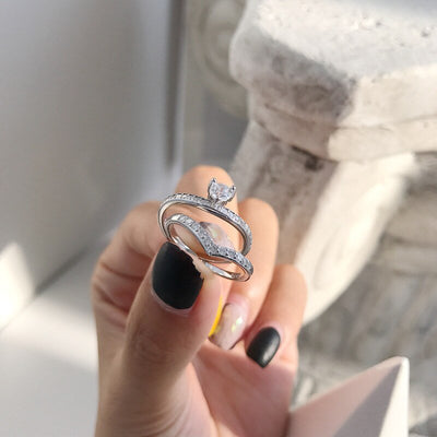 Set inele reglabile din argint Heaven+Angel - Vagance Jewelry