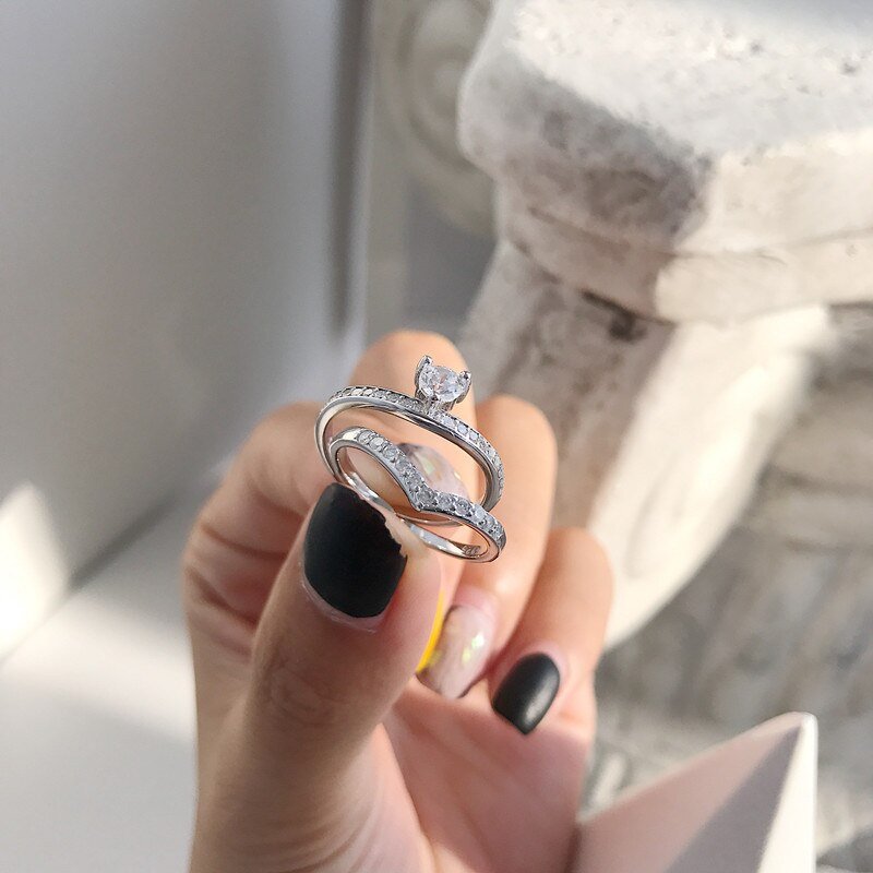 Set inele reglabile din argint Heaven+Angel - Vagance Jewelry